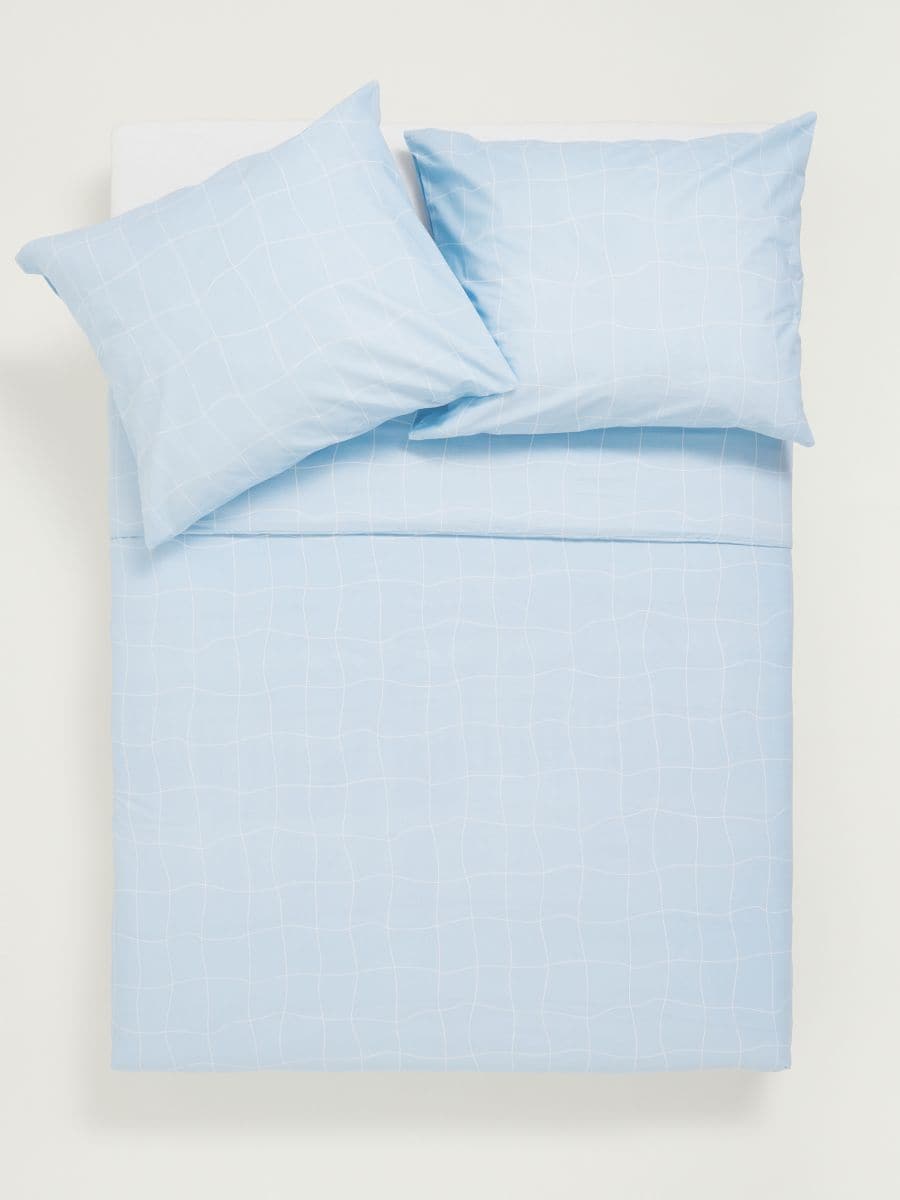 Kokvilnas gultas veļas komplekts - blāva zila - SINSAY