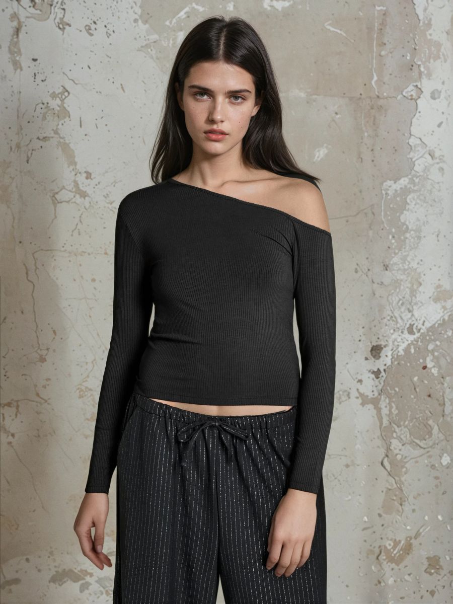 Bluse mit Volantärmeln - Schwarz - SINSAY