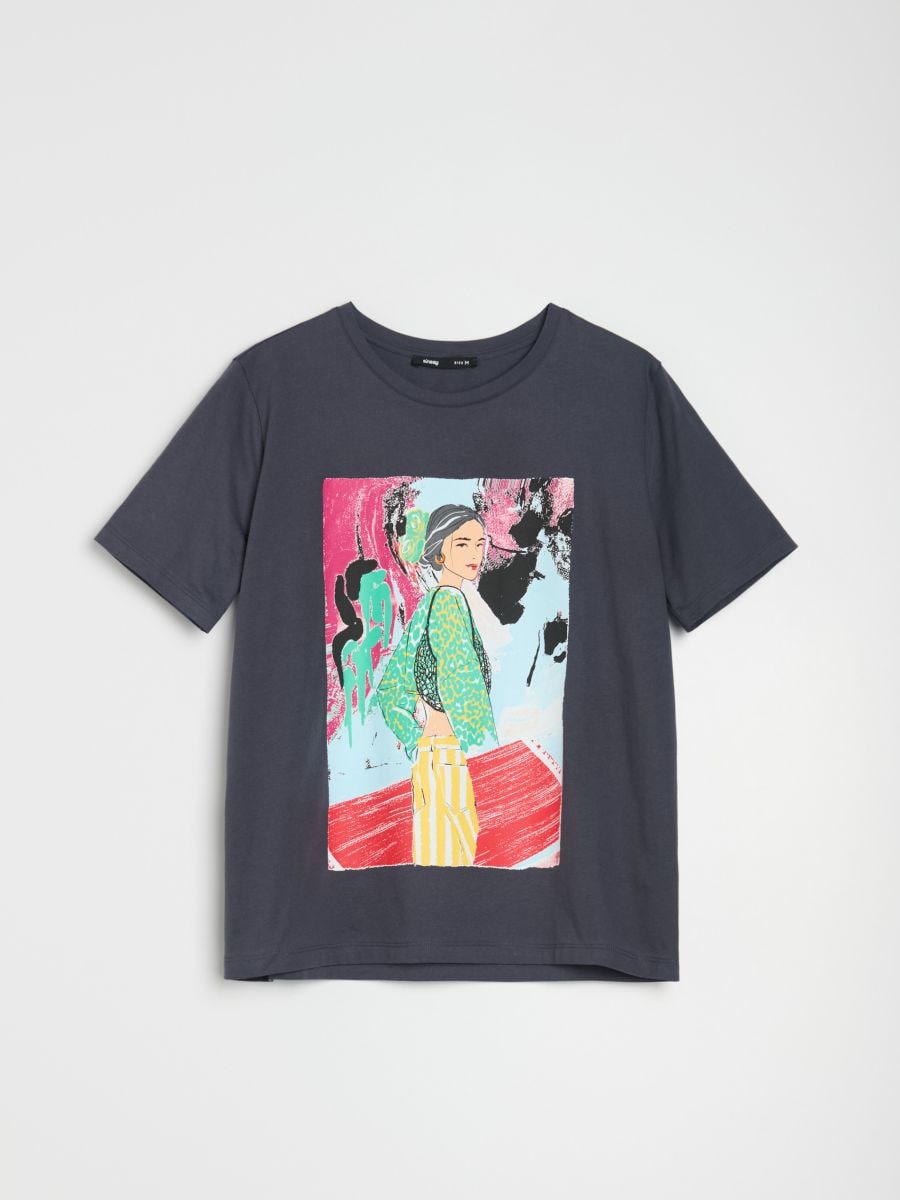 T-Shirt mit kurzen Ärmeln - Grau - SINSAY