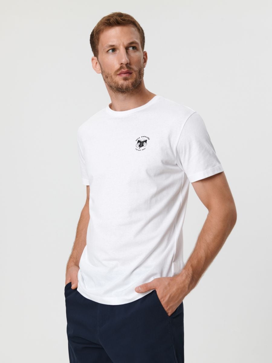 T-shirt con stampa - bianco - SINSAY