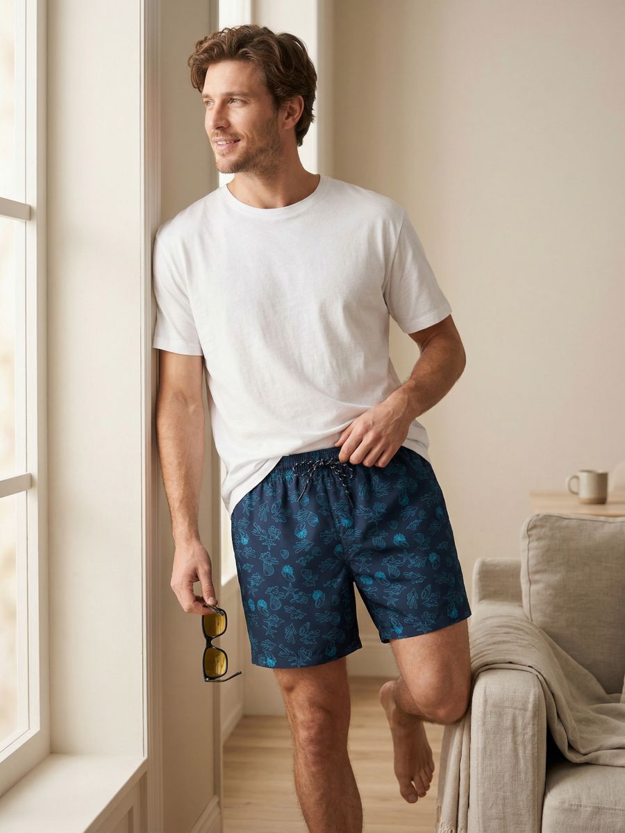 Плавки з принтом - темно-синій - SINSAY