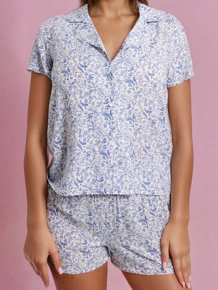 Pijama din două piese - alb - SINSAY