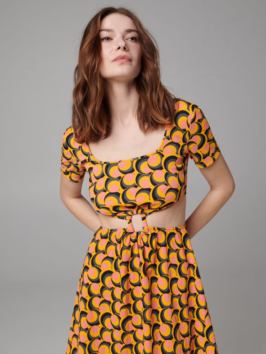 Patterned mini dress - orange - SINSAY
