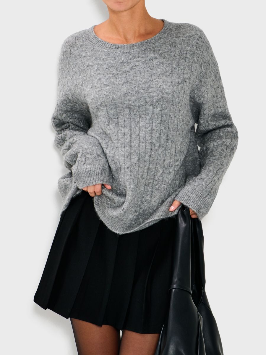 Джемпер в рубчик - середньо-сірий - SINSAY