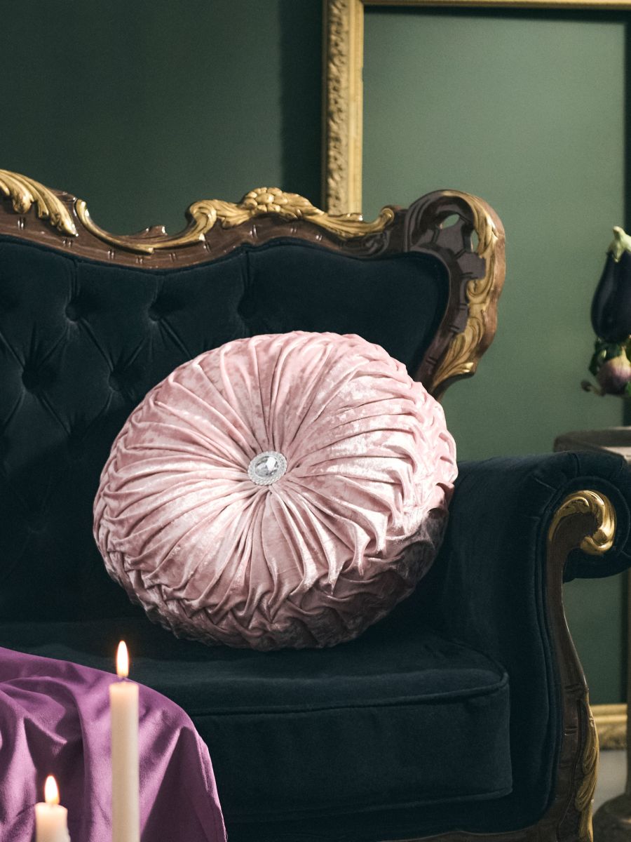 Okrogla blazina z žametnim zaključkom - pastelno roza - SINSAY