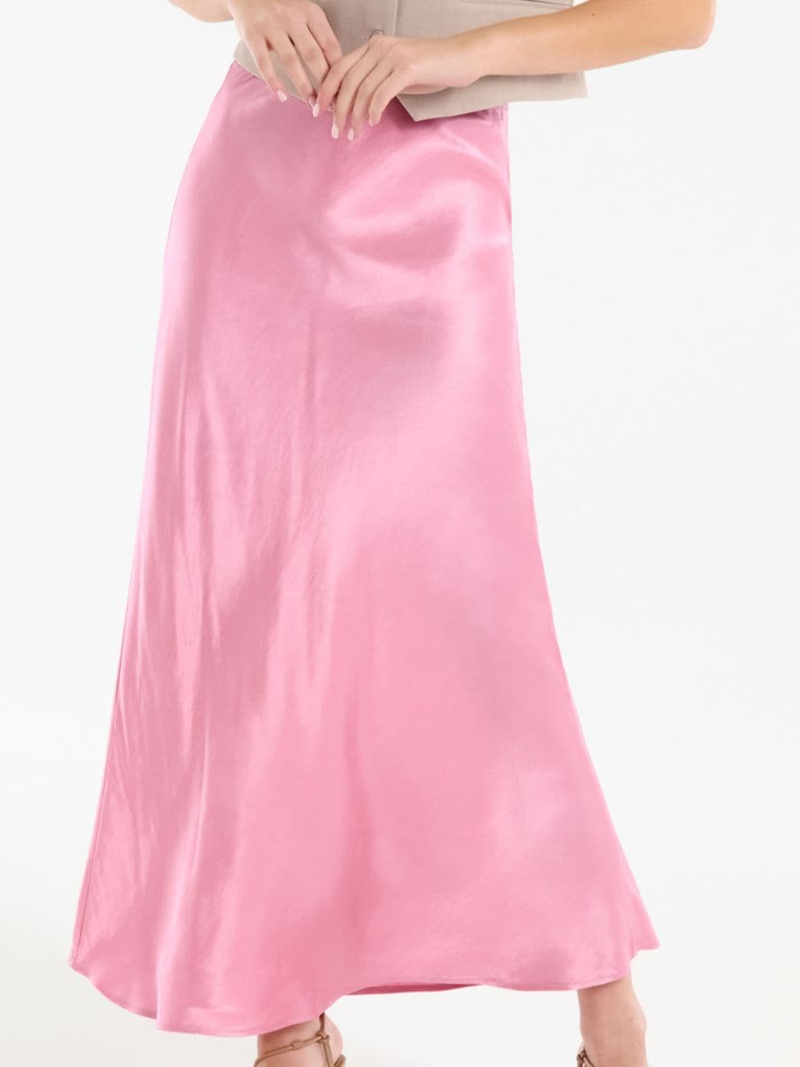 Satenska midi suknja - roze - SINSAY