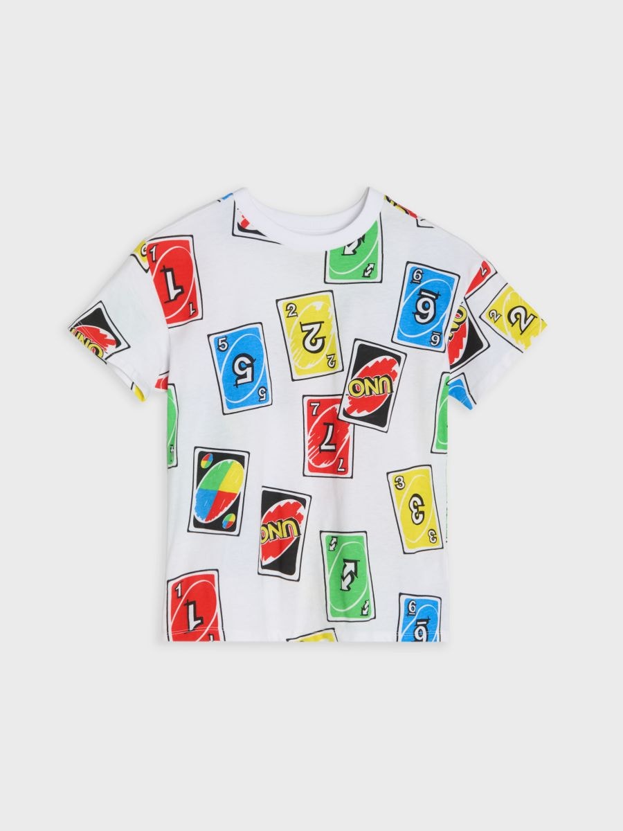 Бавовняна футболка з принтом UNO - білий - SINSAY