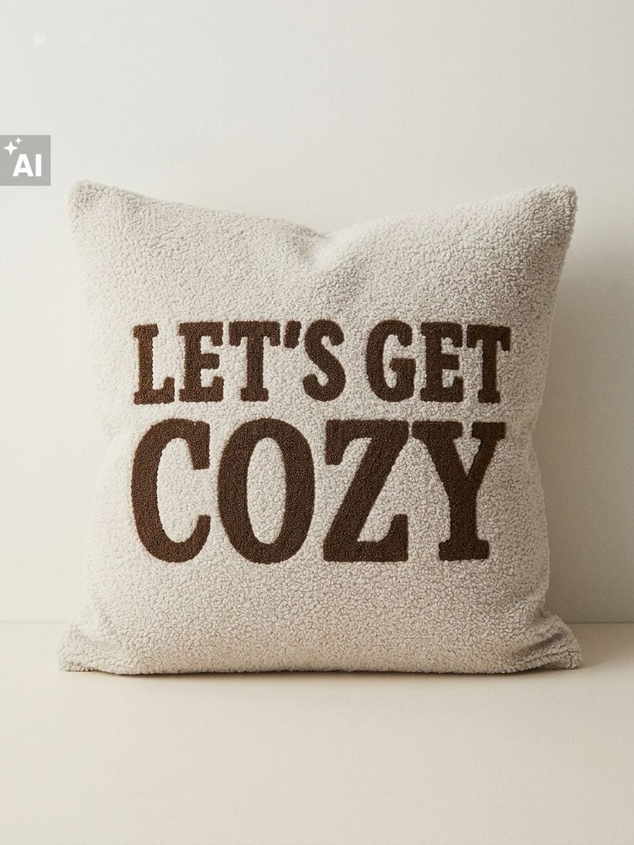 Декоративна наволочка з написом «Let's get cozy» - кремовий - SINSAY