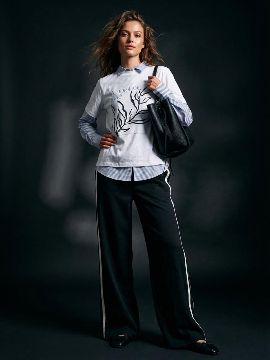 Спортивні штани з широкими штанами - чорний - SINSAY