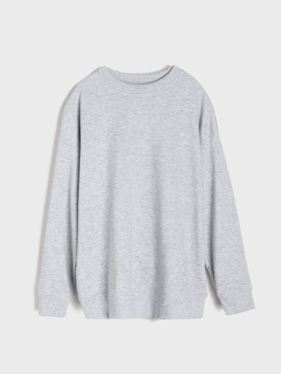 Базова светшортка з круглим вирізом - сірий - SINSAY