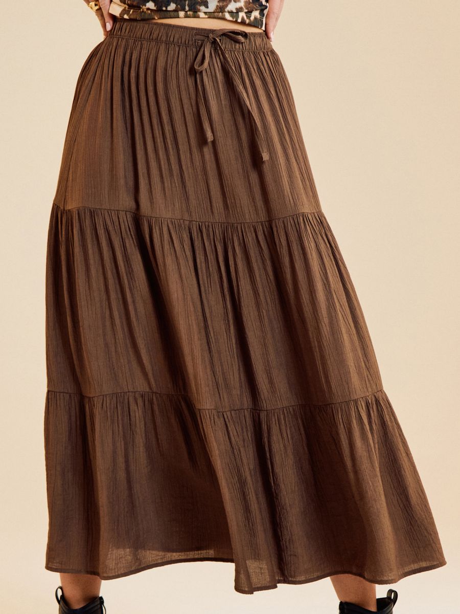 Slojevita midi suknja - khaki - SINSAY