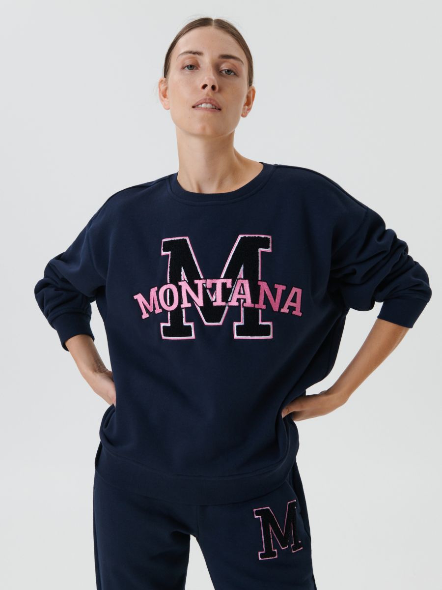 Tracksuit sweatshirt with slogan - navy - SINSAY