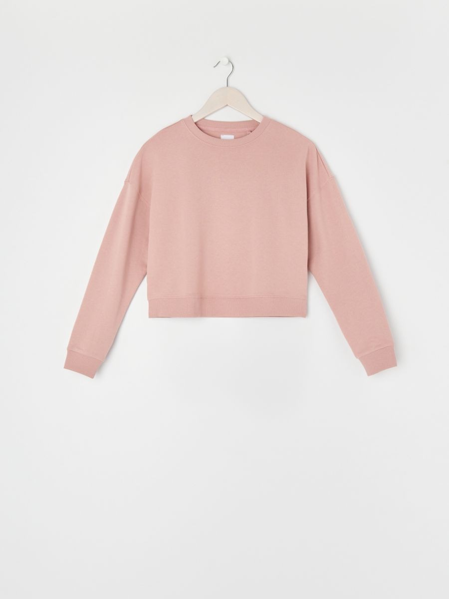 Sweatshirt mit gerippten Säumen - Pastellrosa - SINSAY