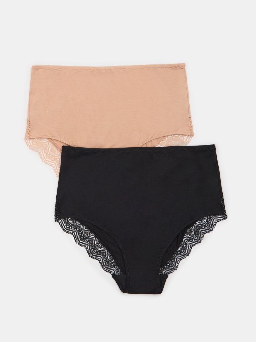 Wiskozowe majtki hipster high waist 2 pack - beżowy - SINSAY