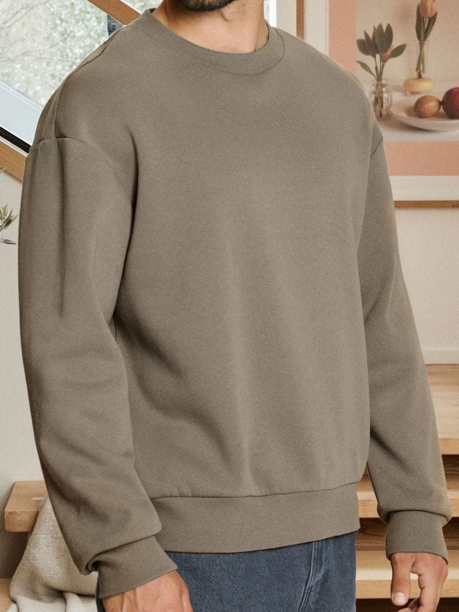 Majica s kapuljačom Basic - smeđesivo - SINSAY