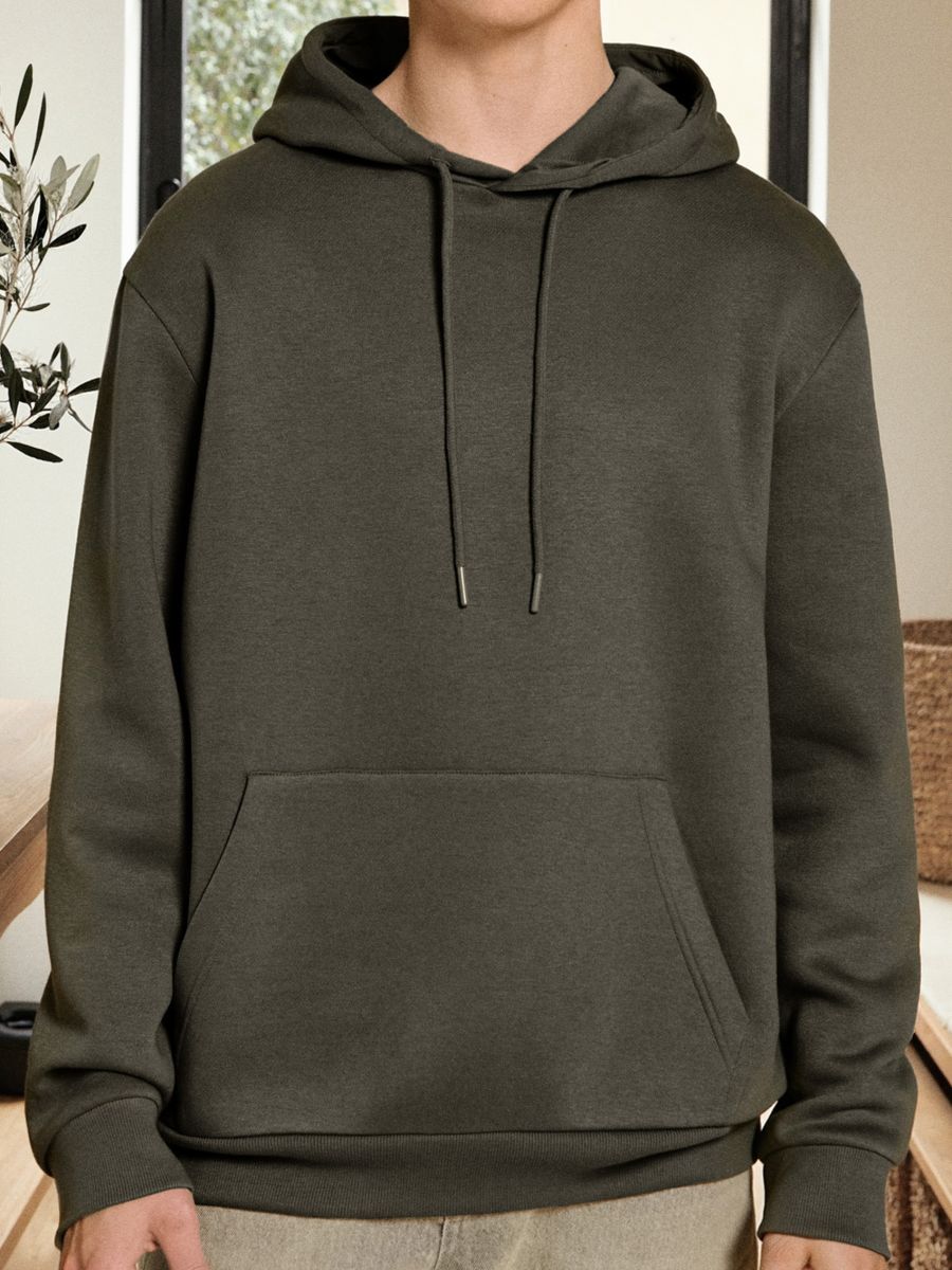 Bluza hoodie basic - zielony - SINSAY