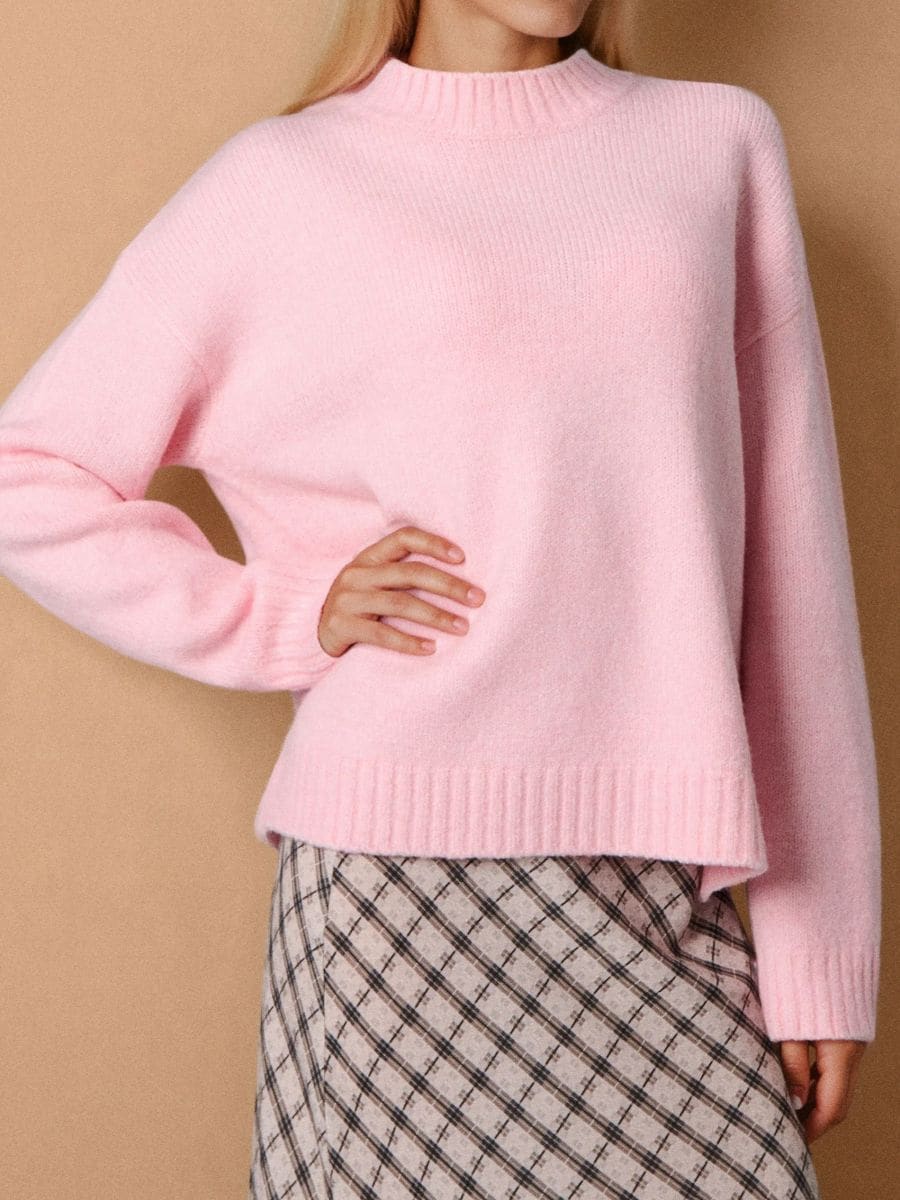 Pulover basic - roz-pastel - SINSAY