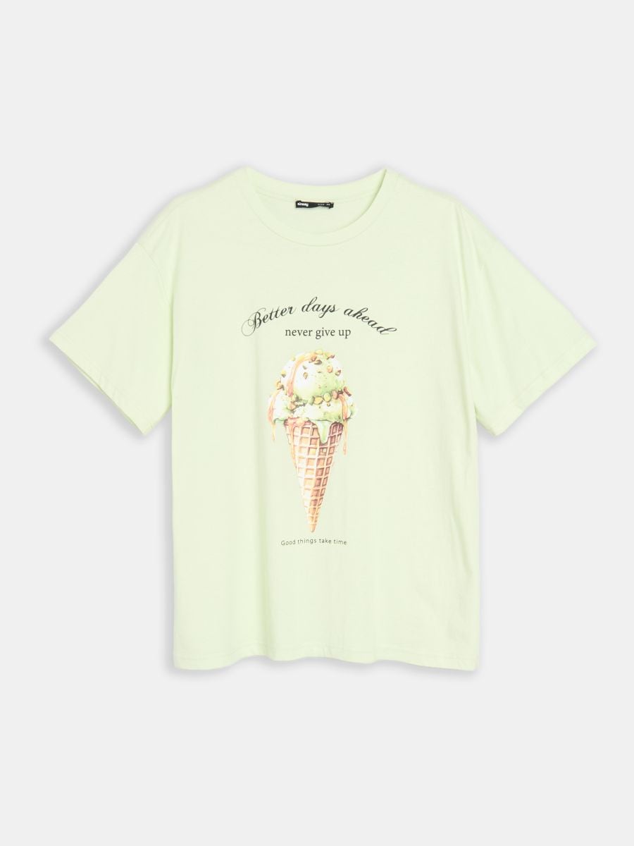 Tricou cu mânecă scurtă - verde-pal - SINSAY