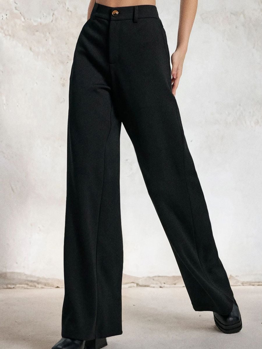 Spodnie wide leg - czarny - SINSAY