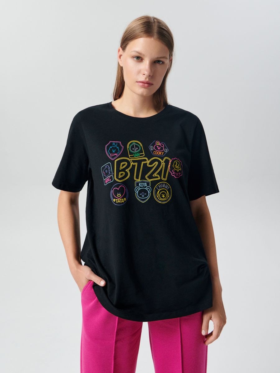 T-shirt with print Color black - SINSAY - 2226O-99X