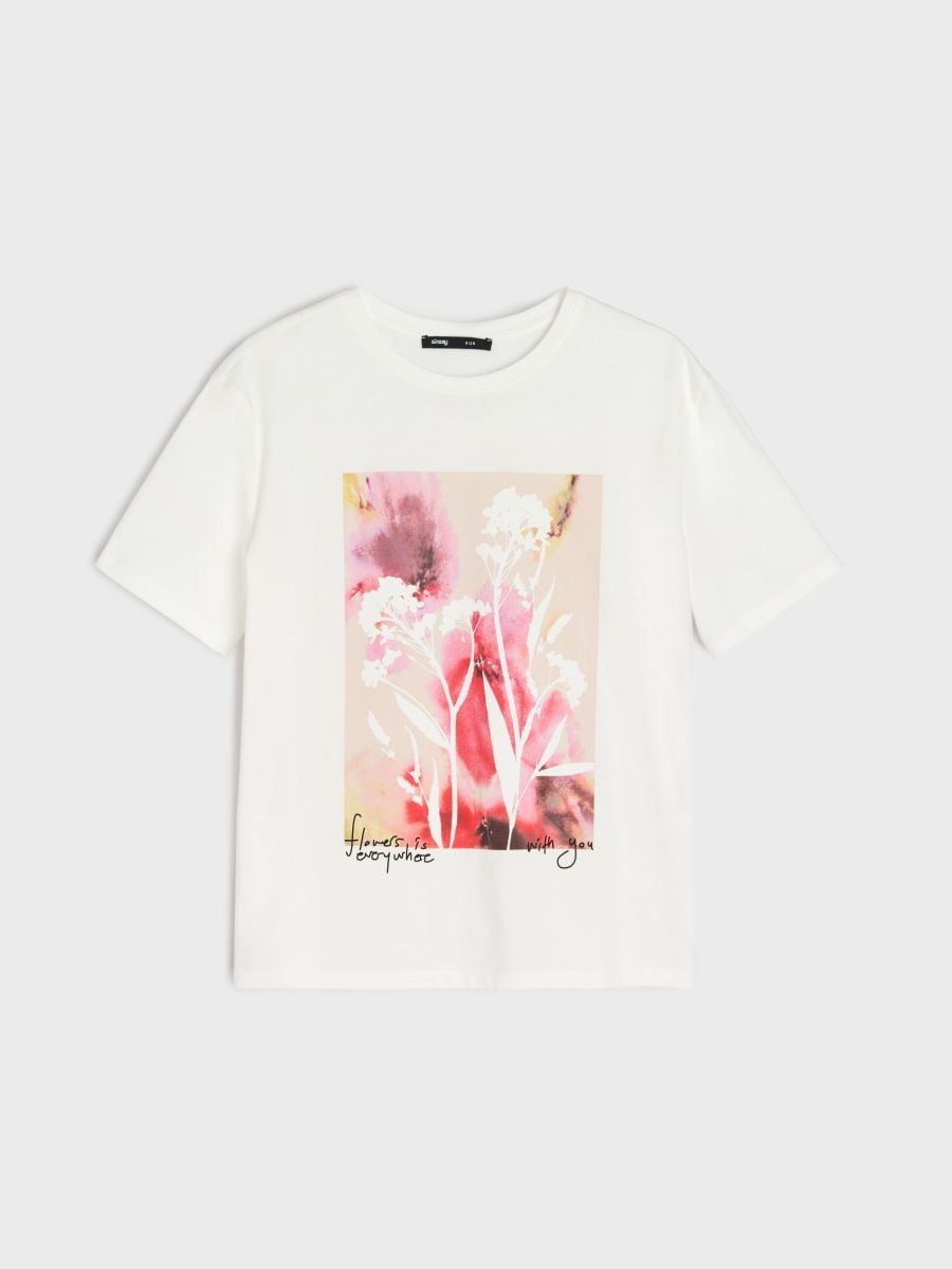 Tricou cu imprimeu - crem - SINSAY