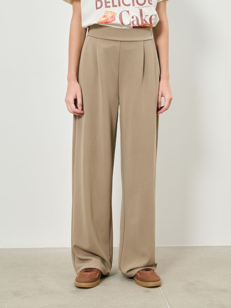 Kalhoty wide leg - hnědá - SINSAY