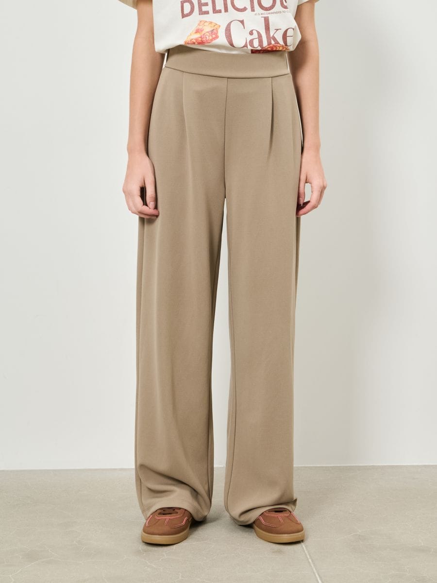 Wide leg nadrág - kávébarna - SINSAY