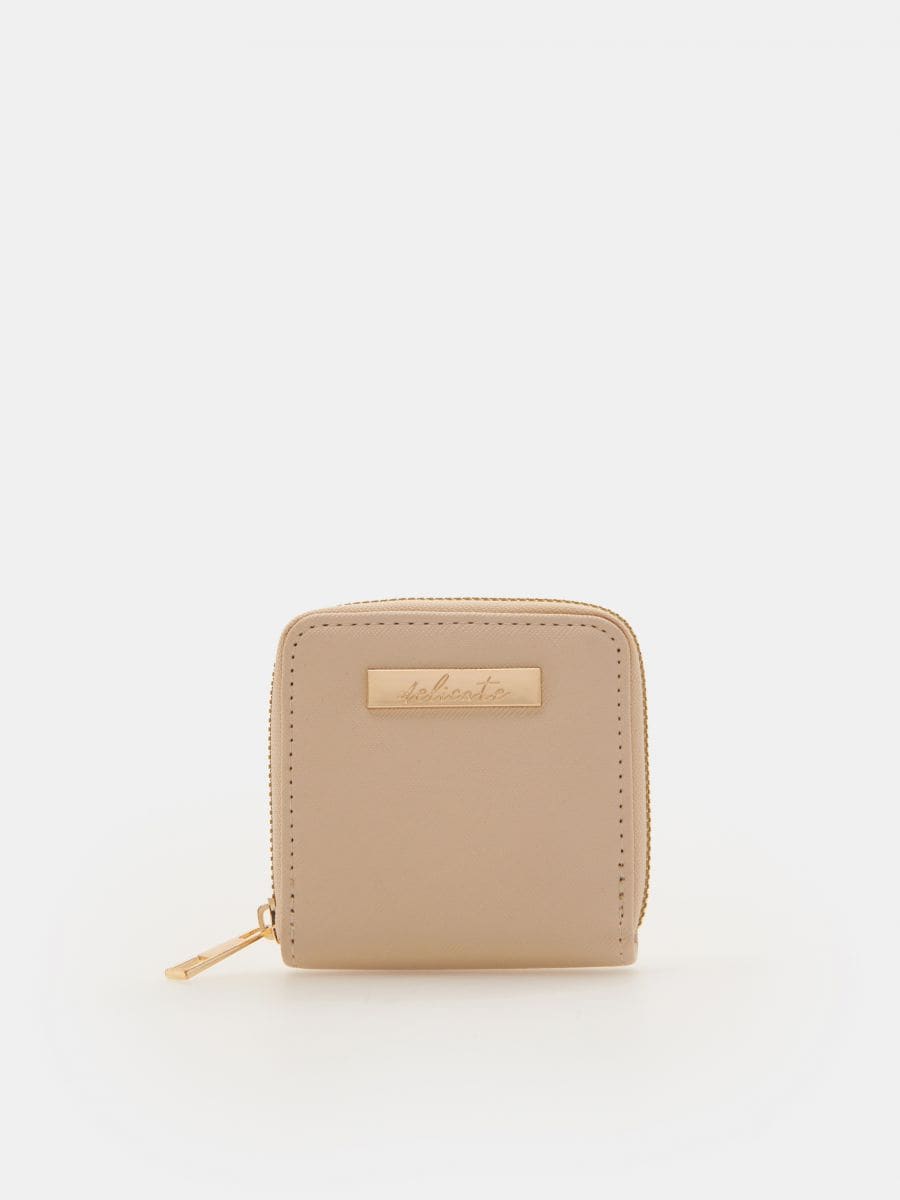 Leather imitation wallet - nude - SINSAY