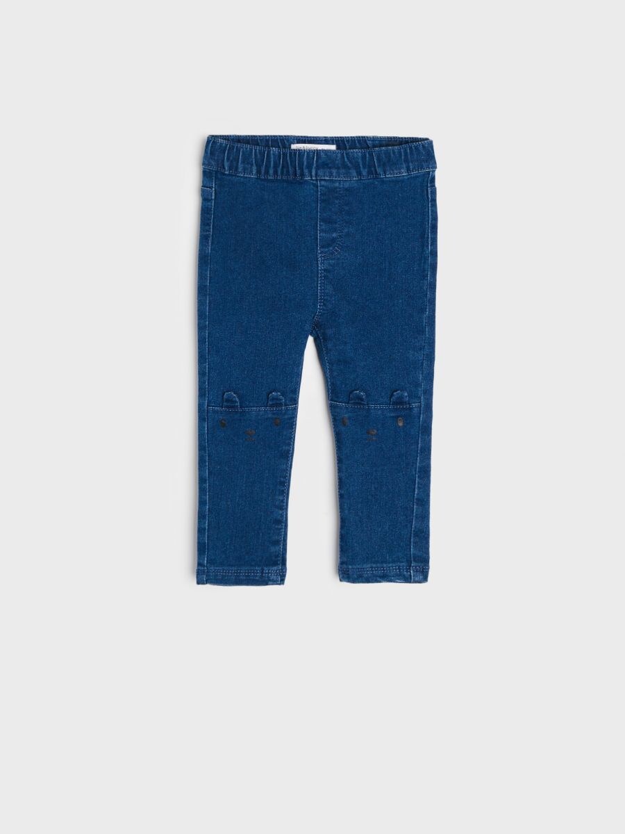 Jegging pantalone s printom - plavi džins - SINSAY