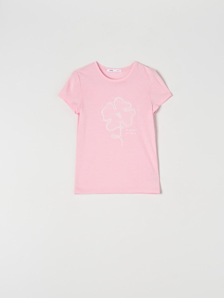 Tricou cu imprimeu - roz-pastel - SINSAY