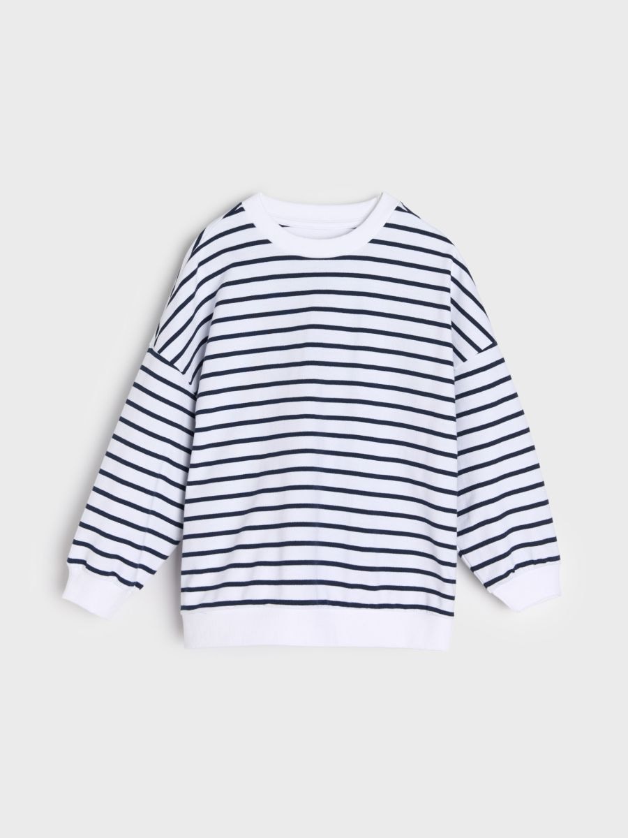 Bawełniana bluza w paski - kremowy - SINSAY