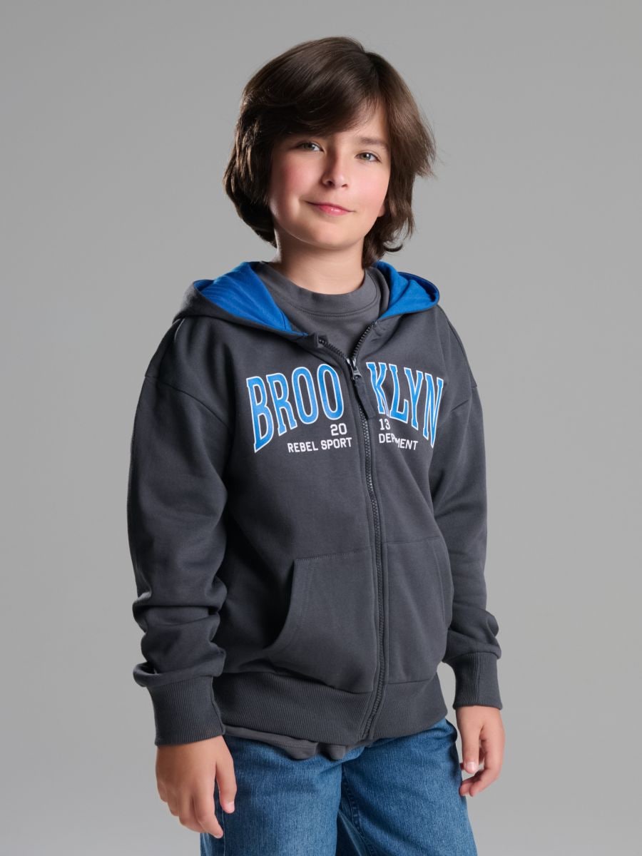 Hanorac tip hoodie cu inscripție - indigo - SINSAY