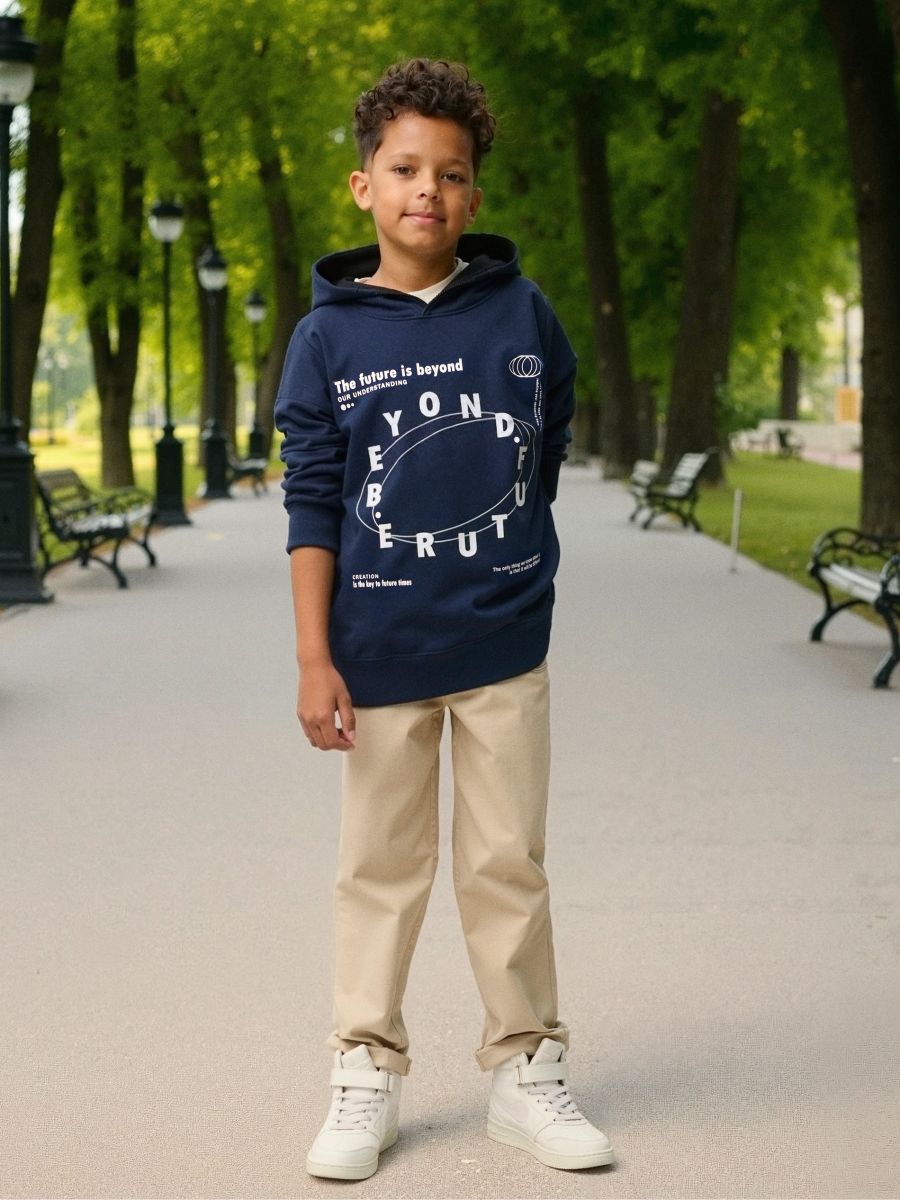 Bluza hoodie z nadrukiem - granatowy - SINSAY