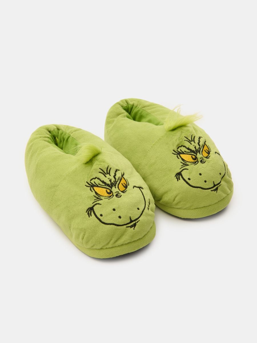 Papuci plușați Grinch - verde-gălbui - SINSAY