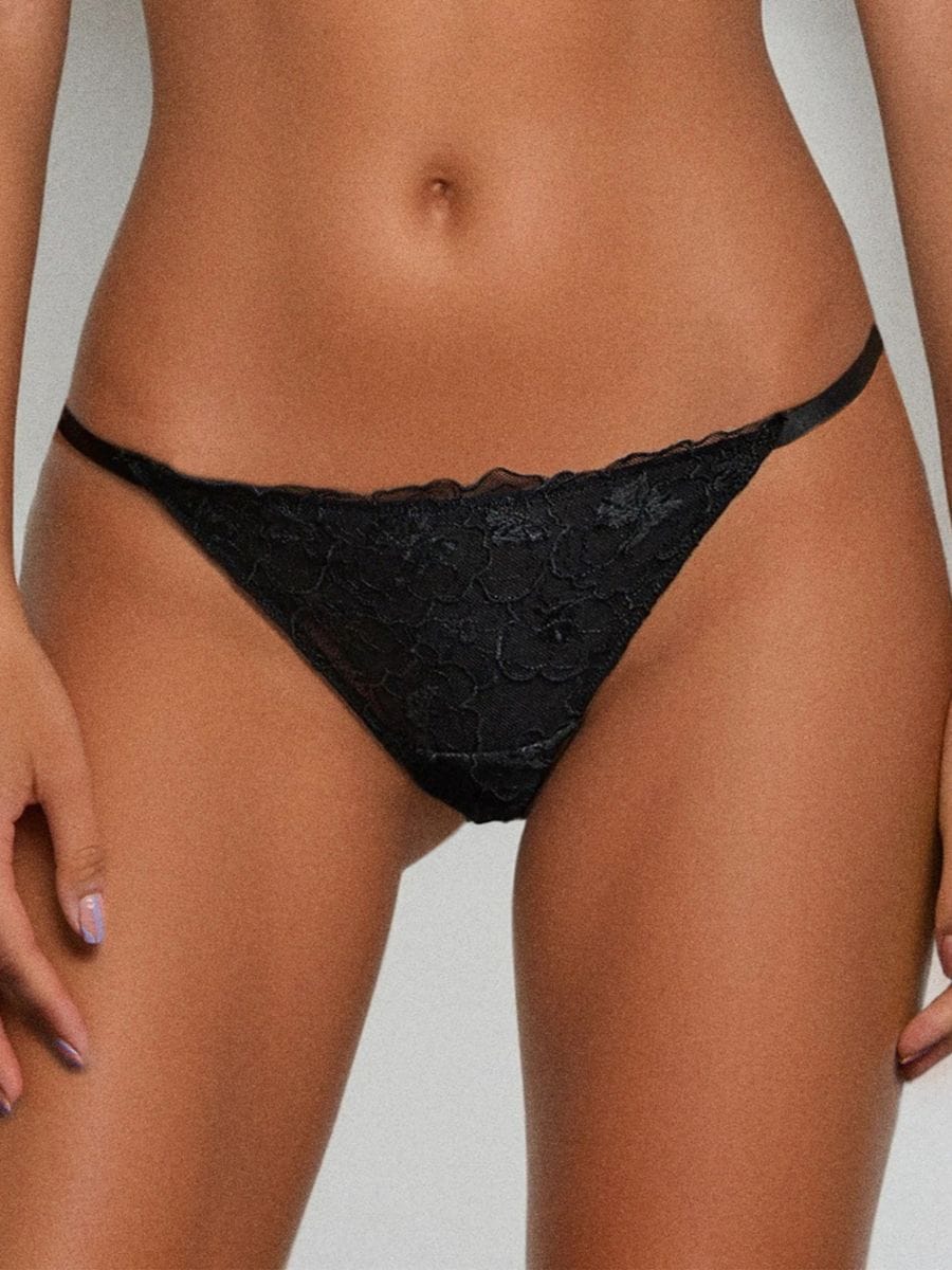 Chiloți tanga - negru - SINSAY