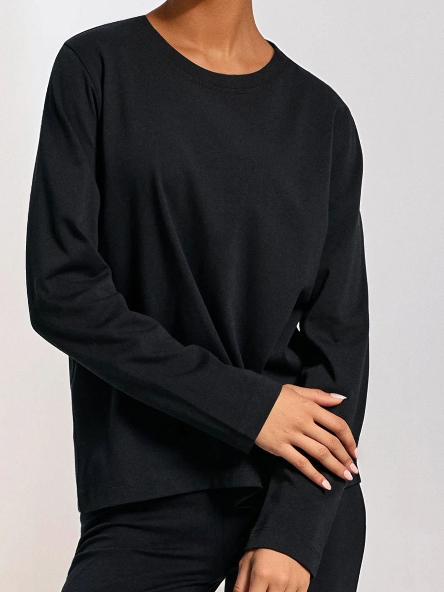 Pikkade varrukatega T-särk - must - SINSAY