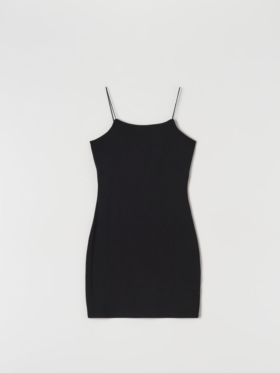 Mini haljina u stilu negližea - crno - SINSAY