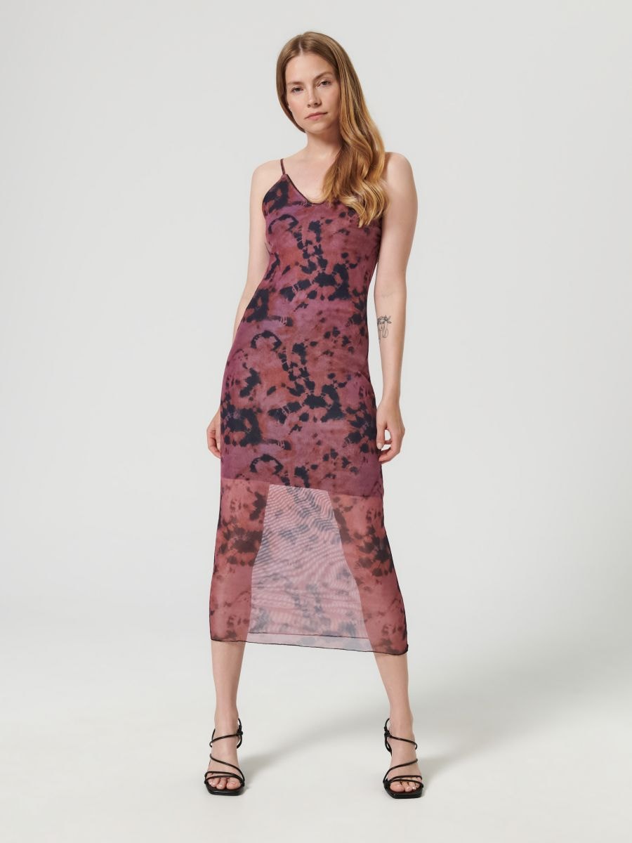 Midi φόρεμα με λεπτές τιράντες - πολυχρωμο - SINSAY