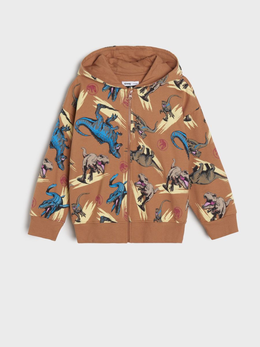 Džemperis ar kapuci Jurassic World - bēšs - SINSAY
