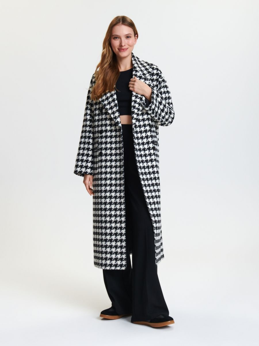 Dvojradový kabát s pepitovým vzorom - viacfarebná - SINSAY