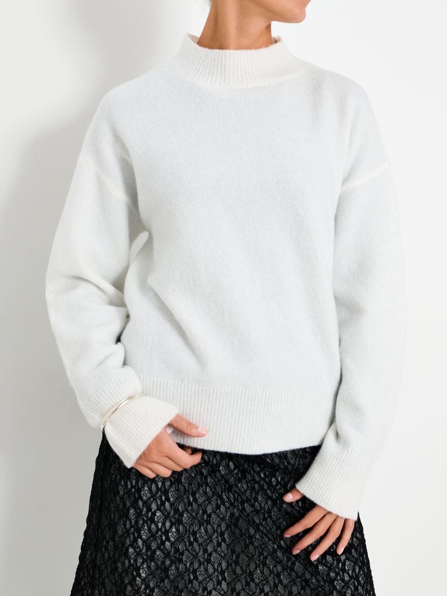 Pikkade varrukatega kampsun - valge - SINSAY