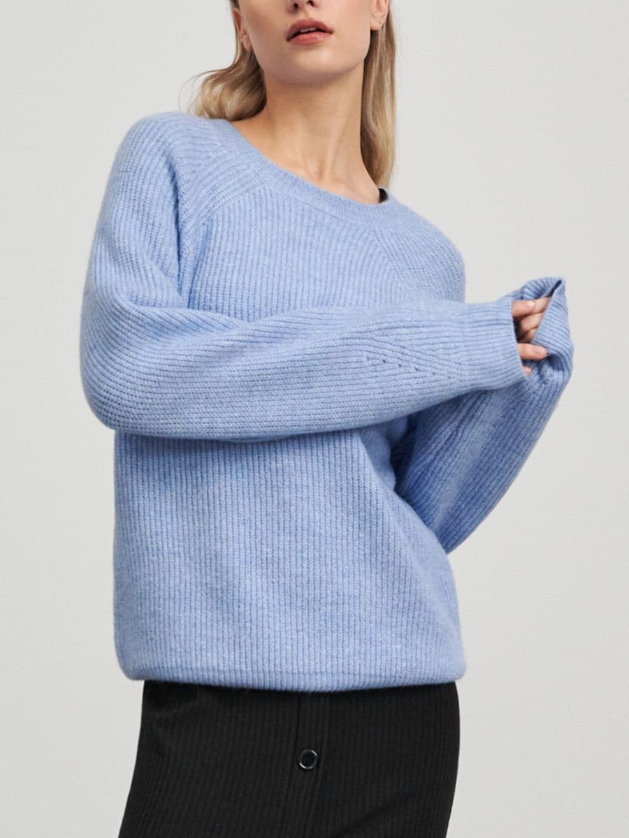 Minkšto trikotažo megztinis - blyškiai mėlyna - SINSAY