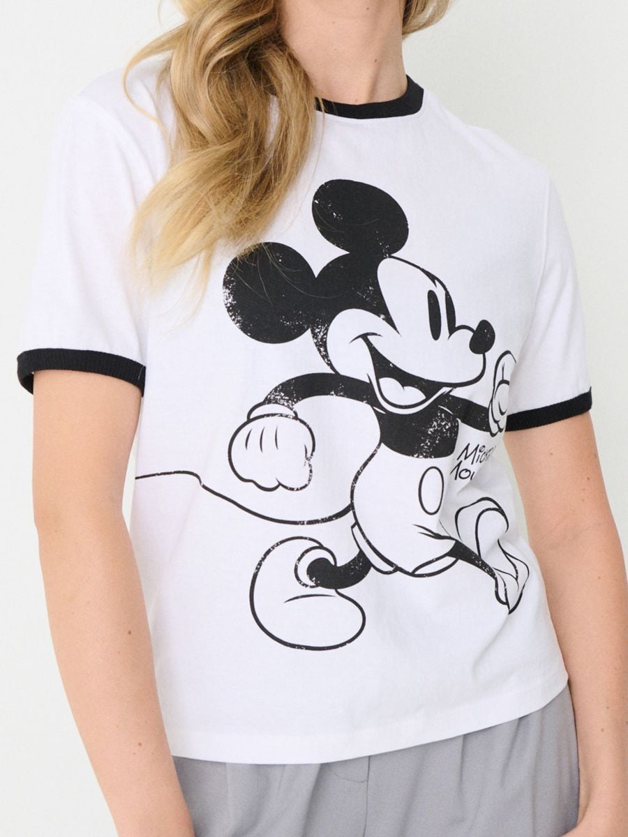 Koszulka z nadrukiem Mickey Mouse - kremowy - SINSAY
