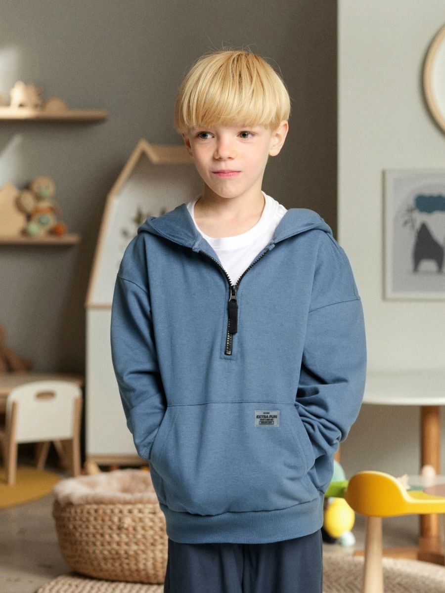Bluza hoodie z zamkiem - szary - SINSAY
