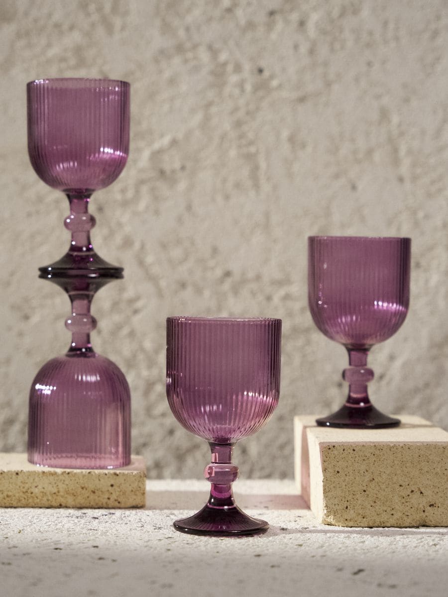 Ριγέ ποτήρια συσκευασία 4 τεμαχίων - μοβ - SINSAY