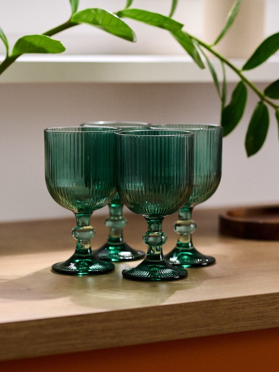 Рифлені келихи, 4 шт. - синьо-зелений - SINSAY