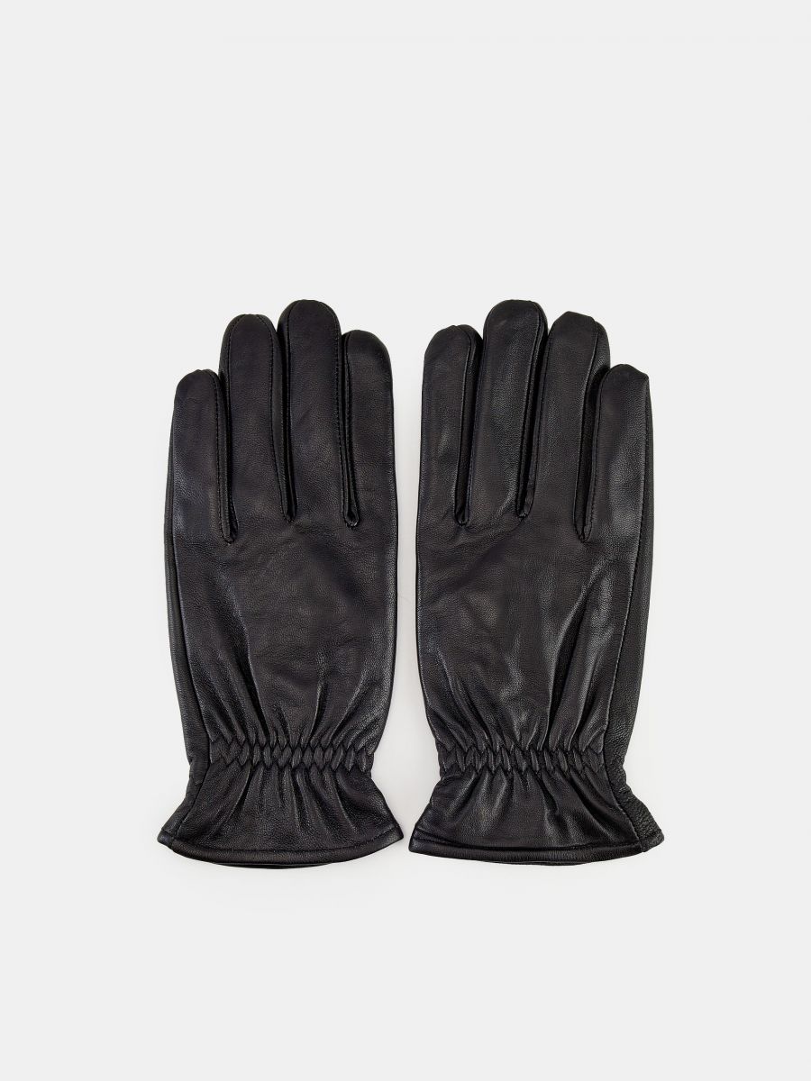 Rękawiczki skórzane - czarny - SINSAY