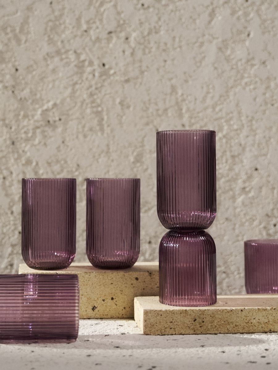 Рифлені склянки, 4 шт. - пурпуровий - SINSAY