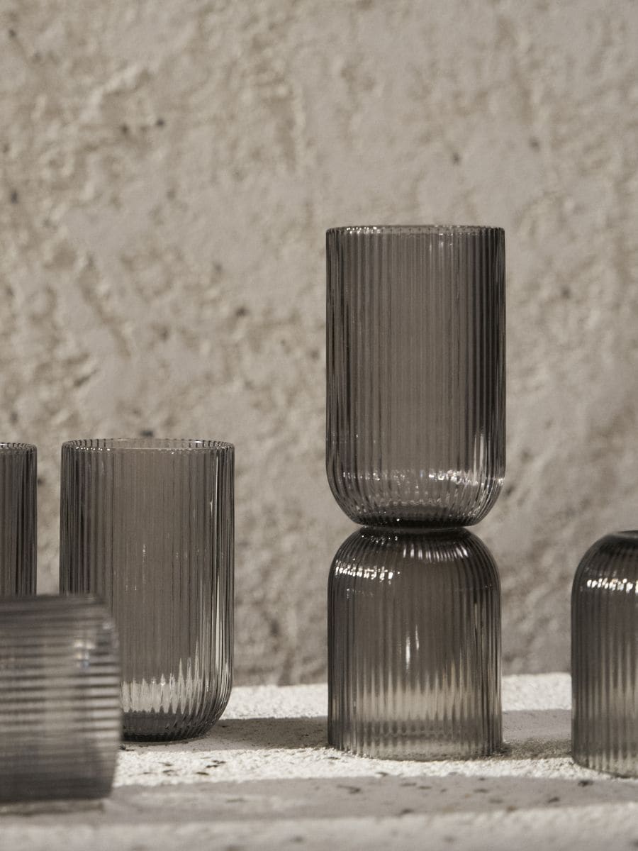 Ryflowane szklanki 4 pack - szary - SINSAY