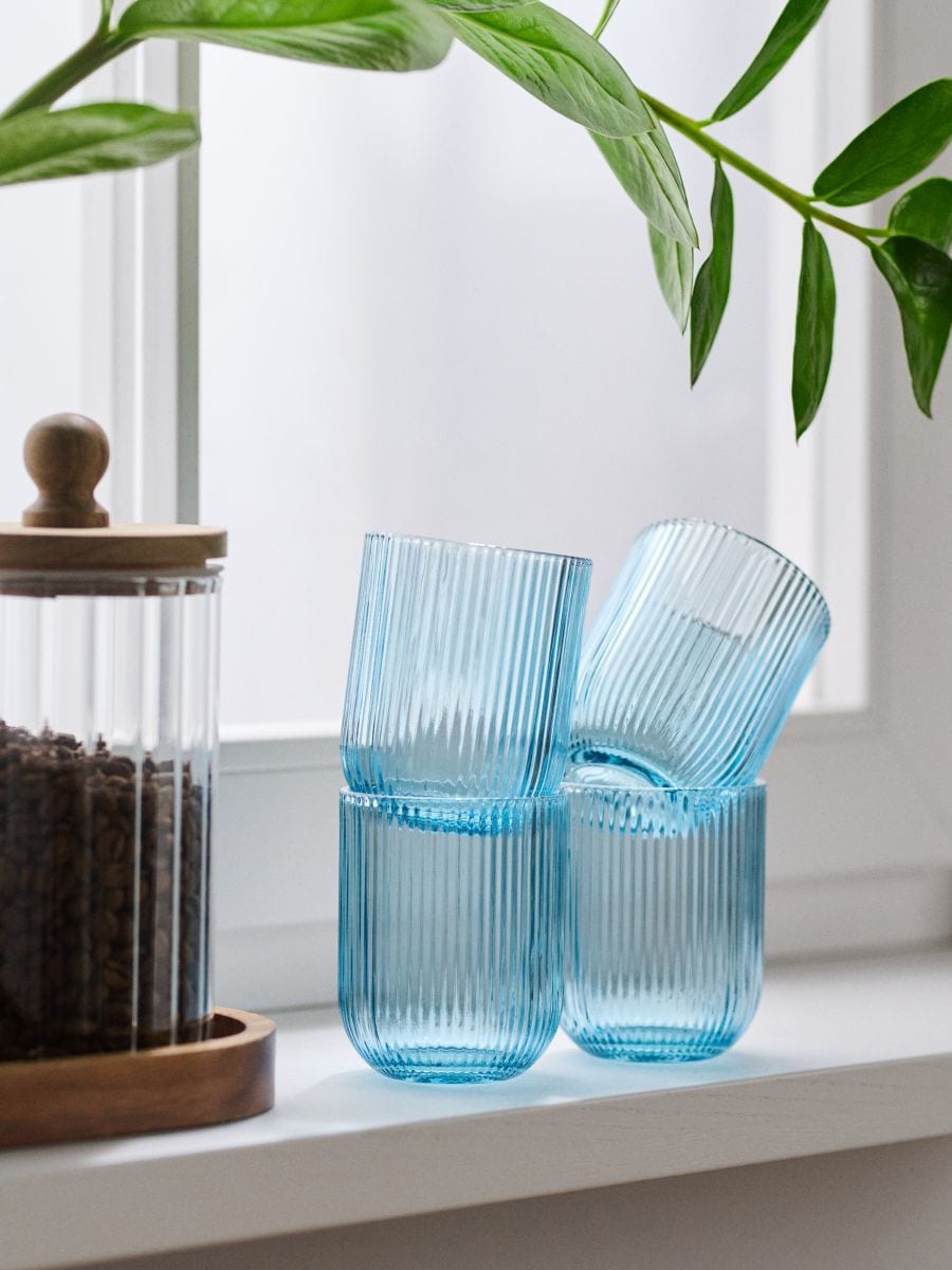 Ryflowane szklanki 4 pack - niebieski - SINSAY